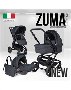 Коляска детская модульная 3 в 1 Zuma Trio Comfort Z 33 цвет черный Farfello