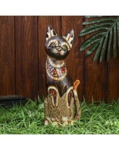 Интерьерный сувенир Кошка с красными вставками 30 см Sima-land