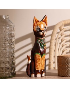 Интерьерный сувенир Кошка с совой 30 см Sima-land