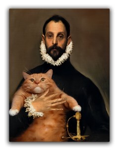 Картина на холсте 30х40 Коты Рыцарь с рукой на груди Ru-print