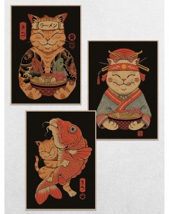 Постеры интерьерные Азиатские коты якудза Ru-print