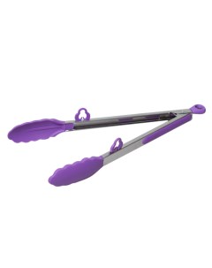 Щипцы силиконовые 30 5 см КМ 7512 с ручками из нержавеющей стали фиолетовый Kamille