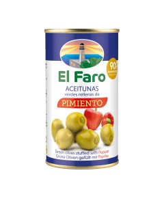 Оливки Farovila Manzanilla зелёные фаршированные красным перцем El faro