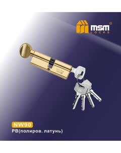 Цилиндровый механизм nw90 мм обычный ключ вертушка полированная латунь Мсм