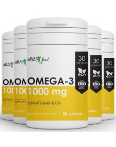 Жирные кислоты Омега 3 Omega 3 1000 мг гелевые капсулы 90 шт 5 шт Atletic food