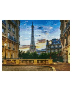 Алмазная мозаика Париж в сумерках 30х40 см Рыжий кот