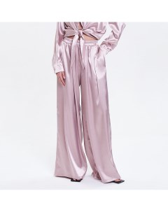 Розовые атласные брюки палаццо Lulight