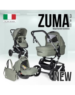 Коляска детская модульная 3 в 1 Zuma Trio Comfort Z 66 цвет оливковый Farfello