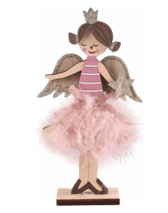 Фигурка Ангел со звездочками 20 см розовая Homeclub