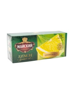 Чай зелёный байховый Сочная свежесть лимон 25 пакетиков 37 4 г Майский