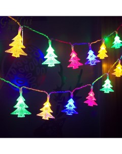 Световая гирлянда новогодняя Елочки 3 м разноцветный RGB Kaida