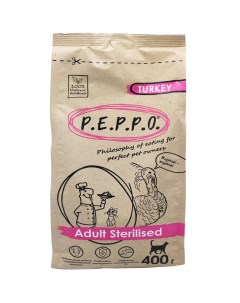 Сухой корм для кошек для стерилизованных и кастрированных индейка 0 4 кг Peppo