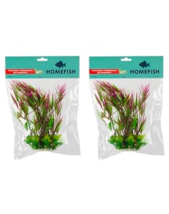 Растение для аквариума Homefish Кринум пластиковое с грузом 22 см 2 шт Home-fish