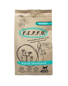 Сухой корм для кошек для стерилизованных и кастрированных кролик 0 4 кг Peppo
