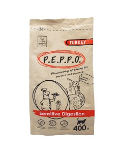 Сухой корм для кошек с чувствительным пищеварением индейка 0 4 кг Peppo
