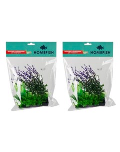 Растение для аквариума Homefish Псилотум пурпурный пластиковое с грузом 16 см 2 шт Home-fish