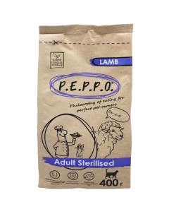 Сухой корм для кошек для стерилизованных и кастрированных ягненок 0 4 кг Peppo
