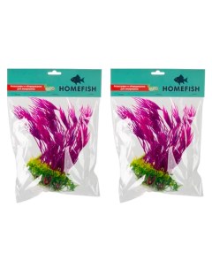 Растение для аквариума Homefish Кринум пурпурный пластиковое с грузом 22 см 2 шт Home-fish