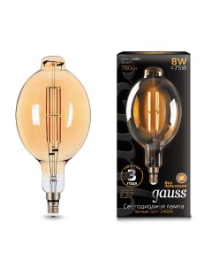 Лампа светодиодная E27 BT180 8Вт 2400K теплый свет 780лм филаментная Vintage Filament 151802008 Gauss