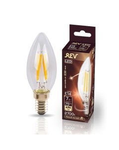 Лампа светодиодная E14 свеча C37 7Вт 2700K теплый свет 695лм филаментная Filament DECO Premium 32486 Rev