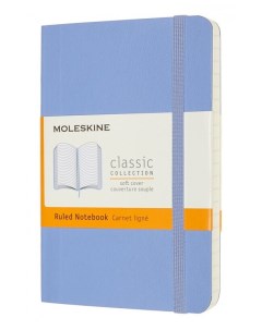 Блокнот CLASSIC SOFT 90x140мм линейка 96 листов голубая гортензия QP611B42 Moleskine