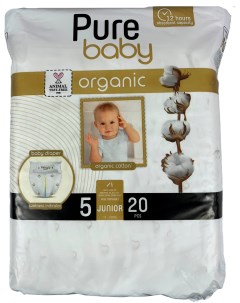 Детские подгузники JUNIOR 5 11 18 кг 20 шт Pure baby diaper