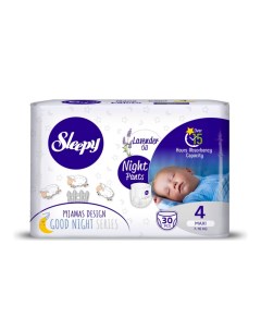 Детские подгузники NATURAL JUMBO PACK ECO NIGHT PANTS 4 7 14 кг 30 шт Sleepy