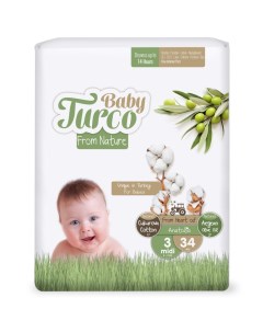 Детские подгузники PACK 3 4 10 кг 34 шт упак 5 pack in bale Baby turco jumbo