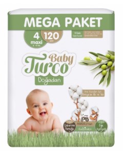 Детские подгузники MEGA PACK BABY DIAPER NO 4 7 14 кг 120 шт Baby turco