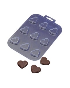 Форма для шоколада и конфет 9 сердечек 3 6x3 3x0 6 см цвет прозрачный Nobrand