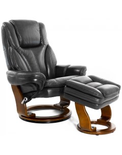 Кресло реклайнер механическое Hana 7753WB темно серое кожа Relax