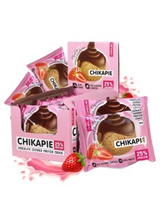 Протеиновое печенье Chikapie с начинкой 18x60г Клубника в шоколаде Bombbar без сахара Chikalab