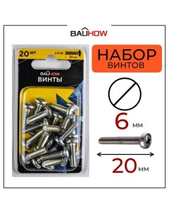 Винт DIN 7985 6х20 сталь 4 8 оцинкованный PZ2 20шт в блистере Bauhow