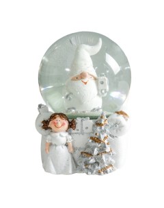 Снежный шар Дед Морозик на кресле белый полистоун музыкальный 11 5х11 5х14 см Кнр
