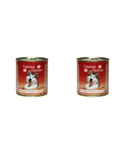 Консервы для собак Говяжьи потрошки с рисом 2 шт по 750 г Собачье счастье