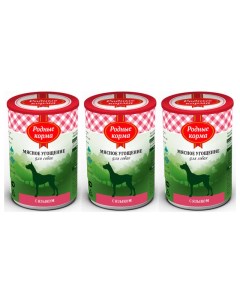 Консервы для собак Мясное угощение с языком 3 шт по 340 г Родные корма