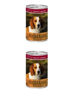 Консервы для собак MEDIANO говядина с курицей кусочки в соусе 2 шт по 400 г Vitapro