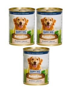 Консервы для собак ягненок с рисом 3 шт по 410 г Happy dog