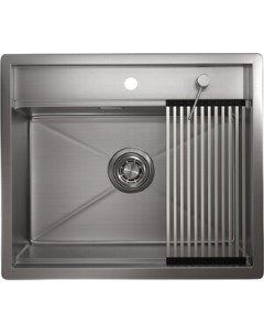 Кухонная мойка KS 6051 с дозатором и ролл матом сталь сатин Granula