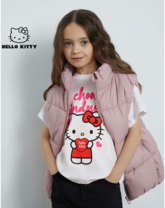 Белая футболка oversize с принтом Hello Kitty для девочки Gloria jeans