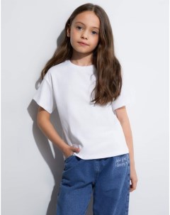 Белая базовая футболка oversize из джерси для девочки Gloria jeans