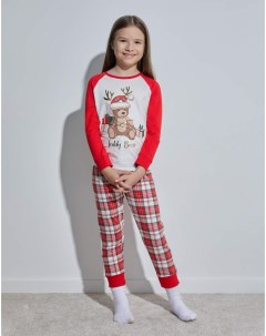 Пижама с новогодним принтом для девочки Gloria jeans