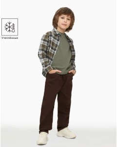 Коричневые утеплённые брюки Loose для мальчика Gloria jeans