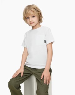Белая футболка с карманом из джерси для мальчика Gloria jeans