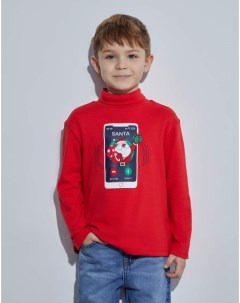 Красная водолазка с новогодним принтом для мальчика Gloria jeans