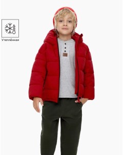 Красная утеплённая куртка с капюшоном для мальчика Gloria jeans