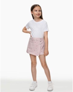 Светло розовая юбка шорты с принтом для девочки Gloria jeans