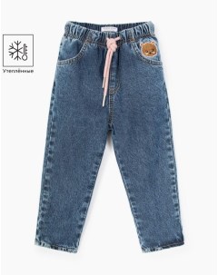 Утеплённые джинсы Straight с вышивкой для девочки Gloria jeans