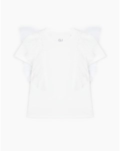 Молочная футболка с рюшей для девочки Gloria jeans