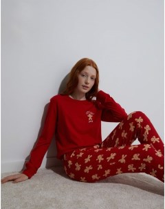 Красная пижама с рождественским принтом для девочки Gloria jeans